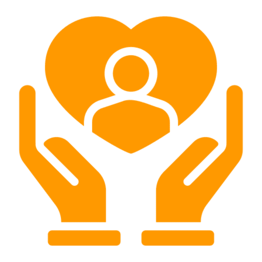 Orange background with a subtle outline of a person holding a camera.